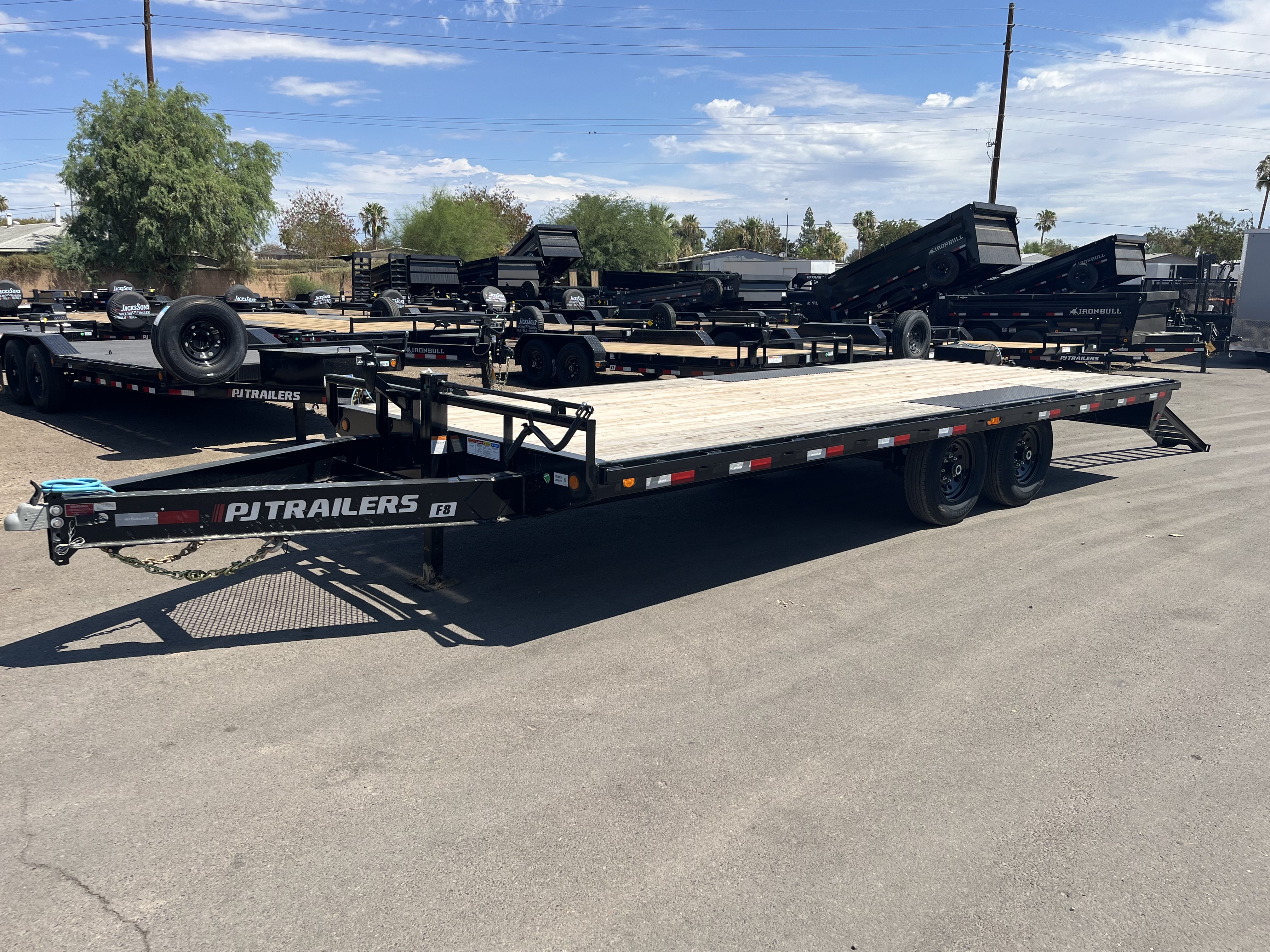 PJ Trailers 20'x102" I-Beam Deckover Trailer w/ Slide-In Ramps (F8)