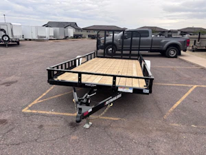 P.J. Trailers 14x83 Single Axle, 3K GVWR, Channel Utility, ATV Ramps