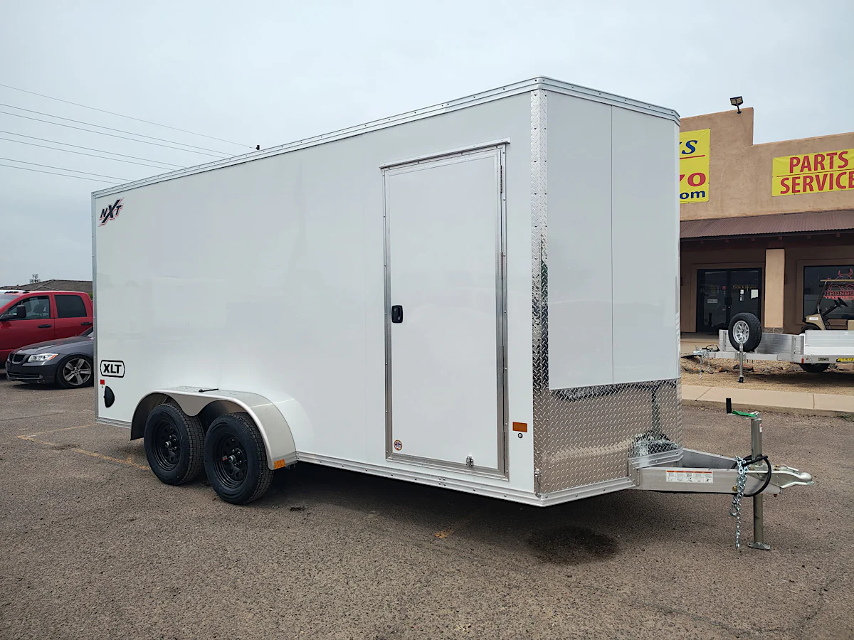 Alcom 16x7 All Aluminum XLT-P Enclosed, 7K GVWR, Limited Edition, Ramp Door - Stock #ALC239 - Image 1 of 10 Alcom 16x7 All Aluminum XLT-P Enclosed, 7K GVWR, Limited Edition, Ramp Door - Stock #ALC239 - Image 1 of 10
