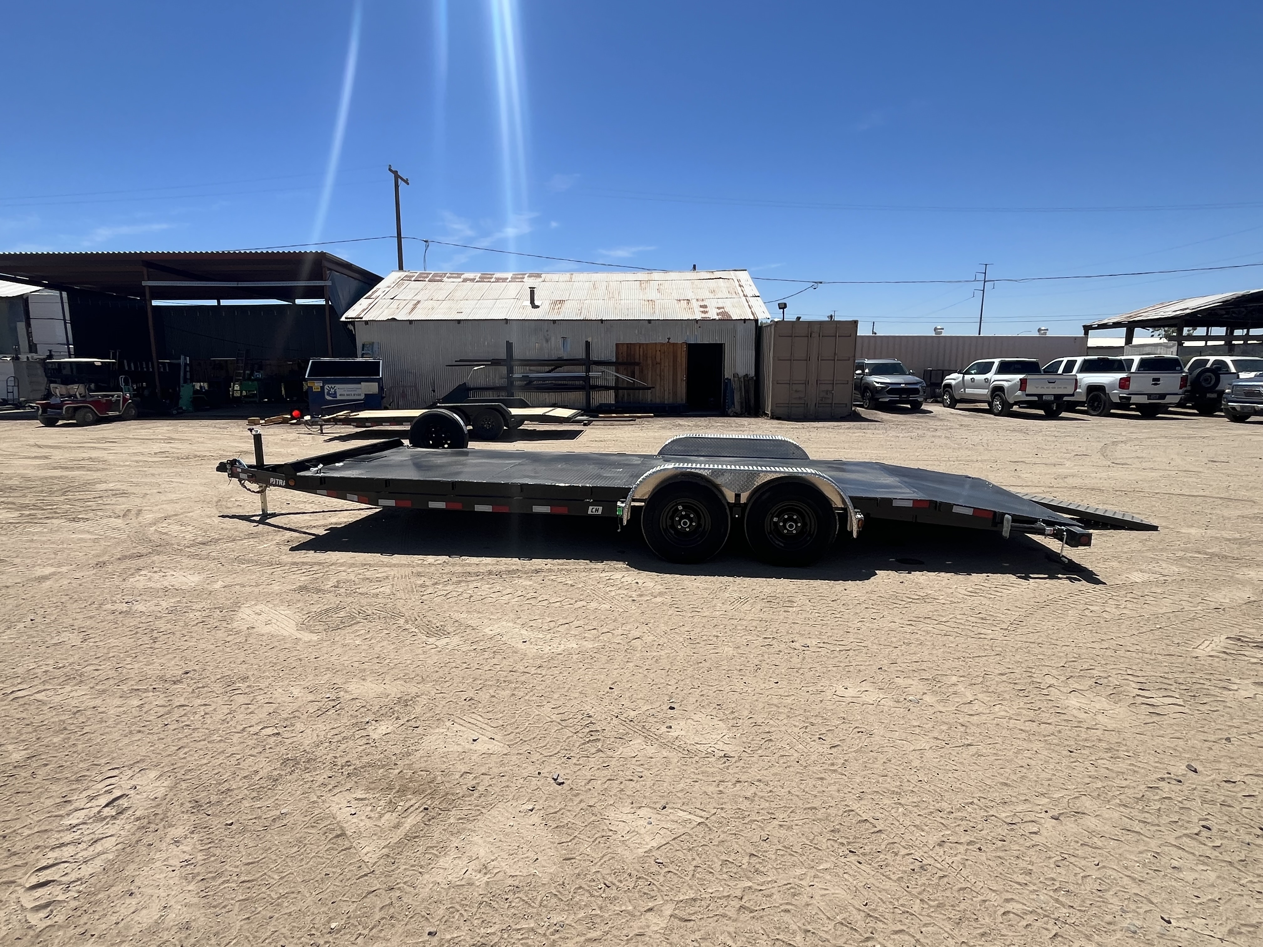 P.J. Trailers 22x83 Tandem Axle, 10K GVWR, Steel Deck Car Hauler, Slide-In Ramps - Stock #PPJ11218 - Image 7 of 9