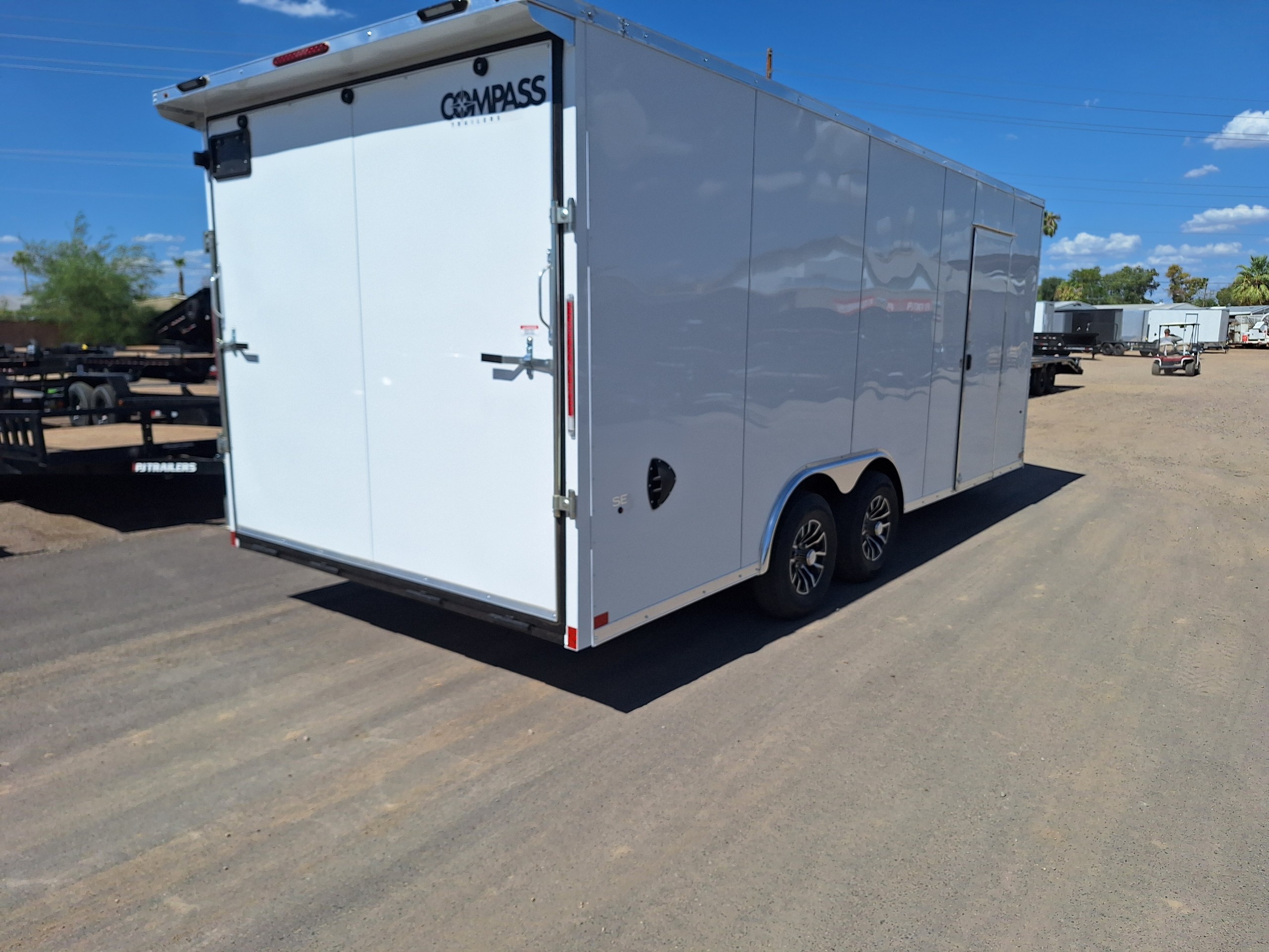 Compass 20x8.5 Jasper SE Car Hauler, 10K GVWR, Ramp Door, A/C, White Wall / Ceiling, RTP Floor - Stock #CMP2586 - Image 4 of 10