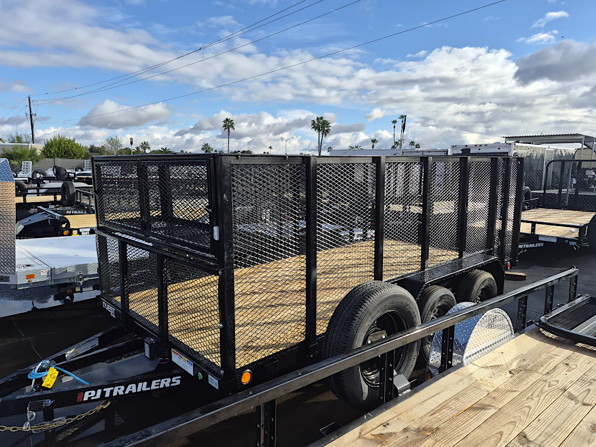 PJ Trailers PJ Trailers 14'x84" Tandem Axle Channel Utility Trailer w/ Fold-In Ramp Gate (UL) - Stock #PPJ11049 - Image 1 of 4 PJ Trailers PJ Trailers 14'x84" Tandem Axle Channel Utility Trailer w/ Fold-In Ramp Gate (UL) - Stock #PPJ11049 - Image 1 of 4