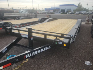 P.J. Trailers 20x102 Tandem Axle, 14K GVWR, Super-Wide Car Hauler, Slide In Ramps