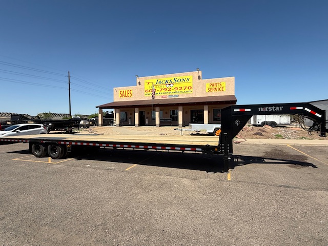 Norstar 36x102 Gooseneck Low Pro Flat Deck, Slide Out Ramps, 22K GVWR - Stock #NS488 - Image 1 of 7