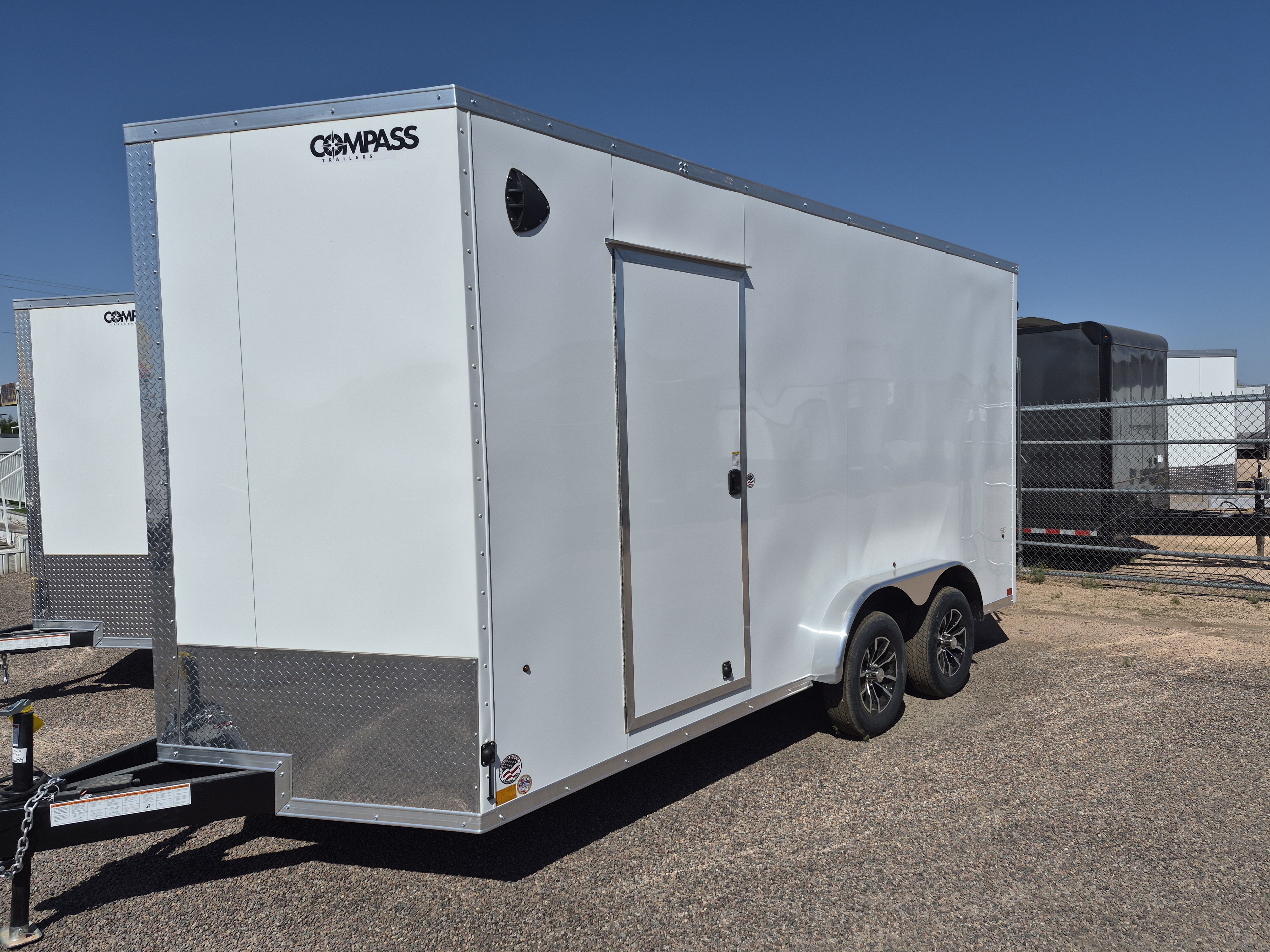 Compass 16x7.5 Jasper SE, 7K GVWR, Rubber Flooring, White Vinyl Walls/Ceiling, Ramp Door, 6" Extra Height - Stock #CMP2778 - Image 2 of 4