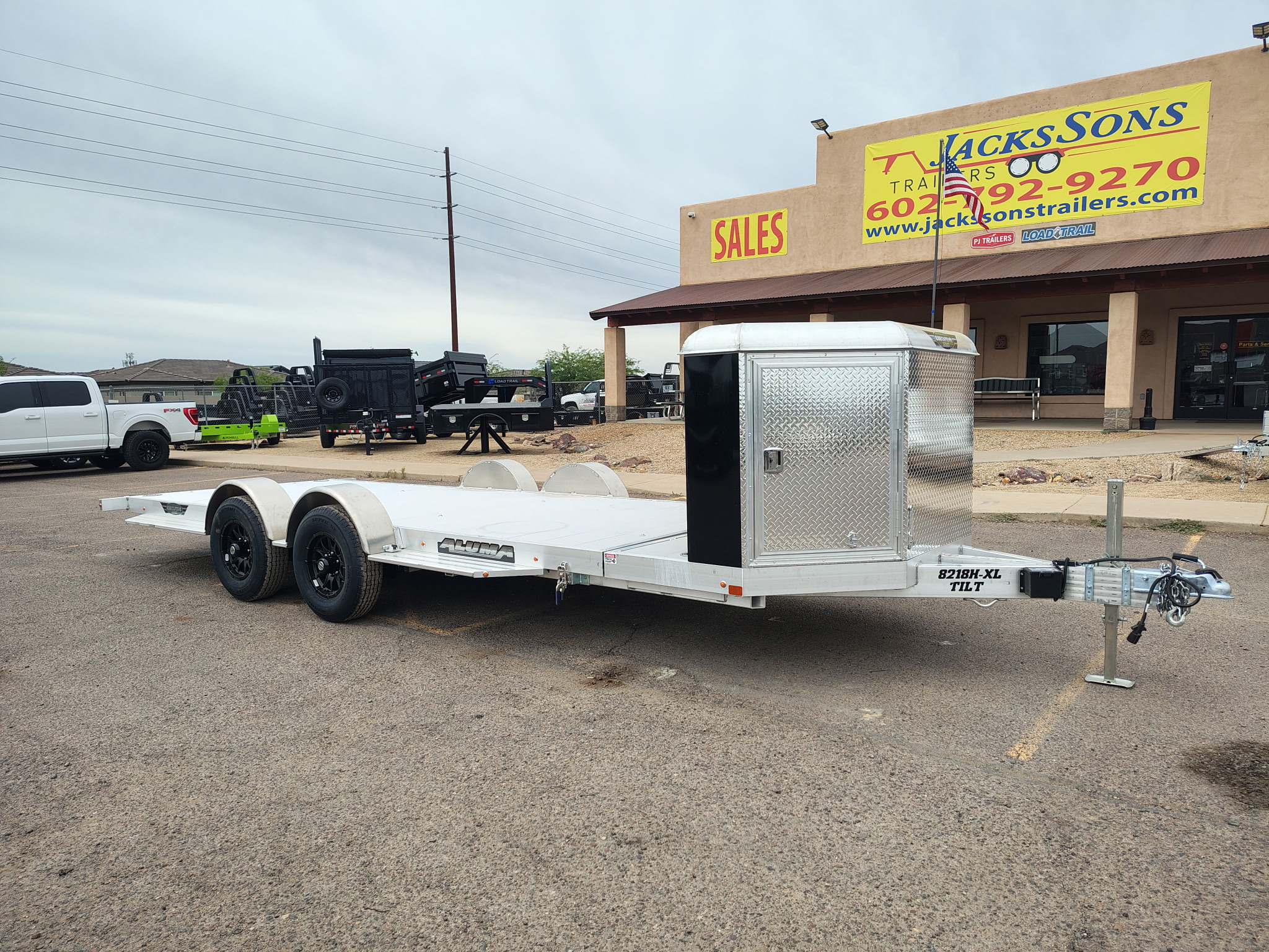Aluma 18x82 All Aluminum, 10K GVWR, Heavy Tandem Axle, XL Tilt w/ Cargo Box (8218H-XL-TILT-TA-EL-RTD-CB) - Stock #ALU369 - Image 2 of 13