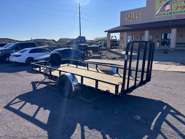 PJ Trailers 14'x77" Single Axle Channel Utility Trailer w/ Fold-In Ramp Gate (U7)